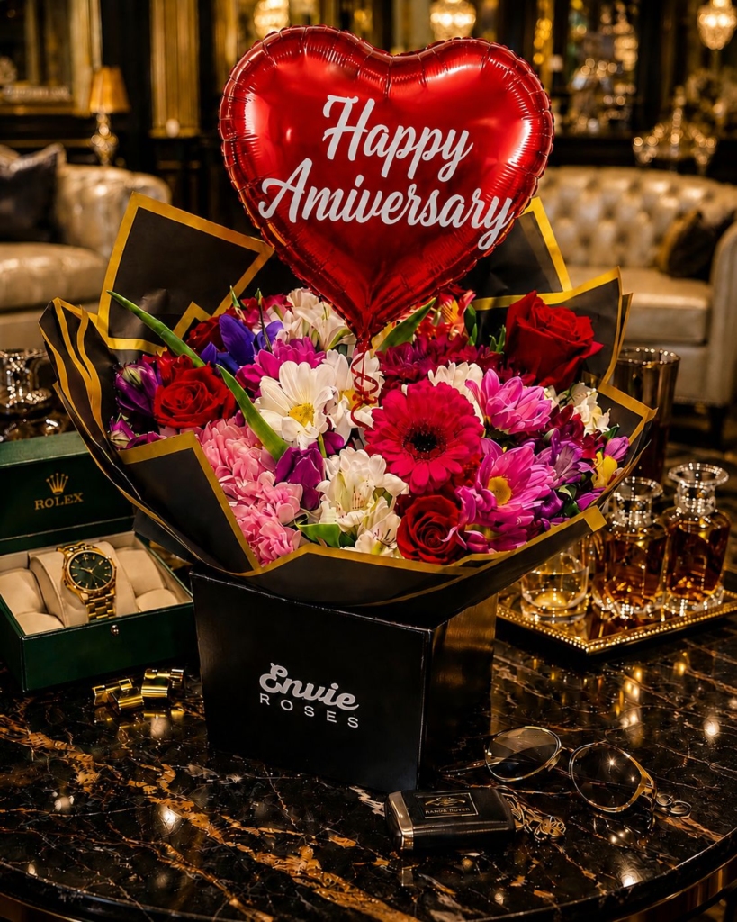 Luxury anniversary roses handcrafted by Envie Roses Prestige with same-day flower delivery in Birmingham.